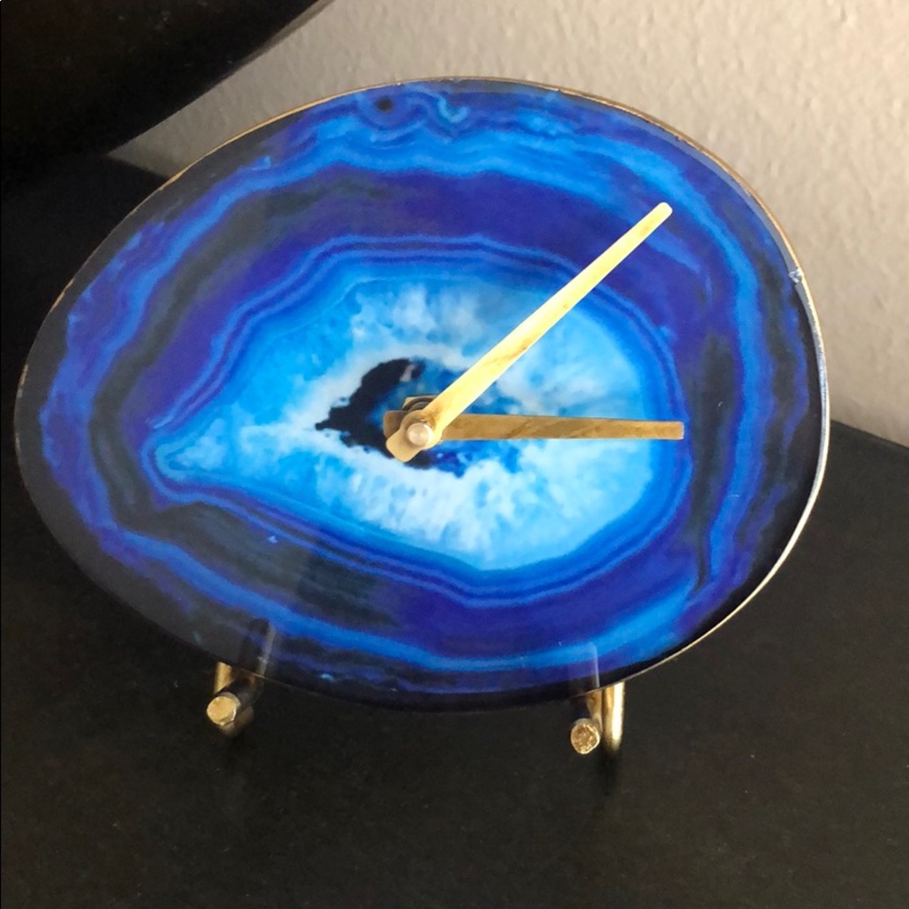 Agate blue and gold decorative clock